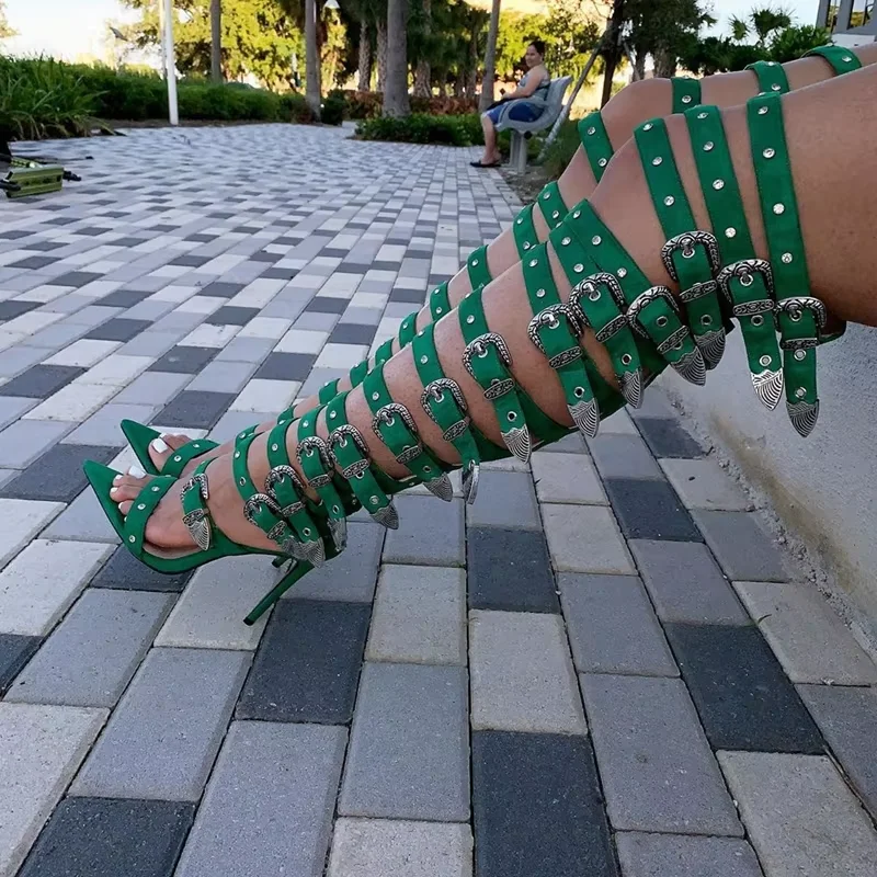 Metal Buckle Belt Hollow Long Sandal Boots Thick Heel Pointed Toe Leather Customized New Arrivals Fashion Women Modern Boots
Metal Buckle Belt Hollow Long Sandal Boots Thick Heel Pointed Toe Leather Customized New Arrivals Fashion Women Modern Boots