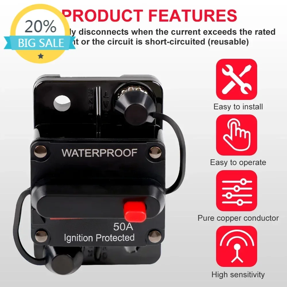 30A-300A Circuit Breaker 12V 24V DC Trolling with Manual Reset Boat Manual Power Protect for Audio Fuse Car 48VDC Waterproof
30A-300A Circuit Breaker 12V 24V DC Trolling with Manual Reset Boat Manual Power Protect for Audio Fuse Car 48VDC Waterproof