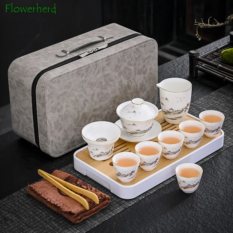 Business Gift Tea Set Sheep Grease Jade Ceramic Teaware Kung Fu Tea Set Travel Bag Tea Tray Tea Towel Tea Clip Set of Tea Set
Business Gift Tea Set Sheep Grease Jade Ceramic Teaware Kung Fu Tea Set Travel Bag Tea Tray Tea Towel Tea Clip Set of Tea Set