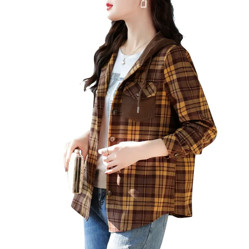 2023 Autumn And Winter New Style Jacket Fashion Korean Plaid Hooded Plus Size Shirt Casual Sanding Loose Fashion Ladies Coat
2023 Autumn And Winter New Style Jacket Fashion Korean Plaid Hooded Plus Size Shirt Casual Sanding Loose Fashion Ladies Coat