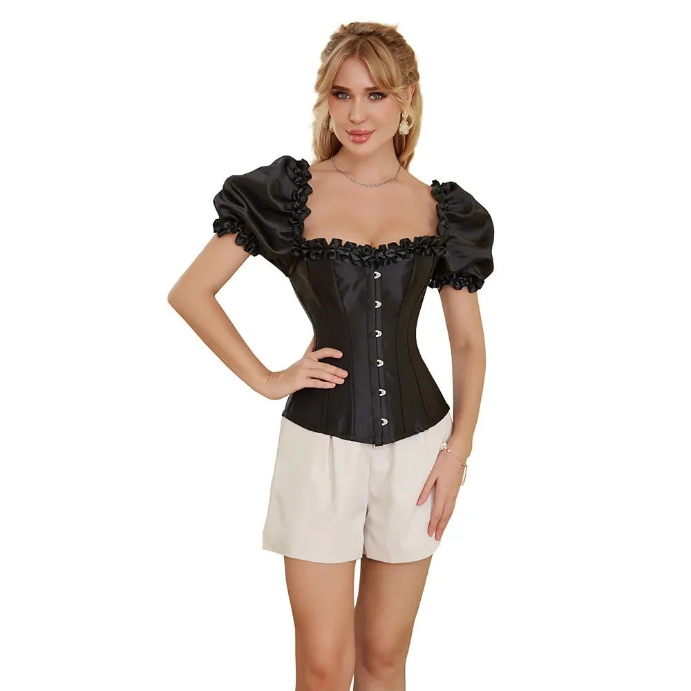 Корсеты и бюстье для женщин, готический жилет на шнуровке, корсеты с короткими рукавами, атласный корсет в стиле стимпанк
Корсеты и бюстье для женщин, готический жилет на шнуровке, корсеты с короткими рукавами, атласный корсет в стиле стимпанк