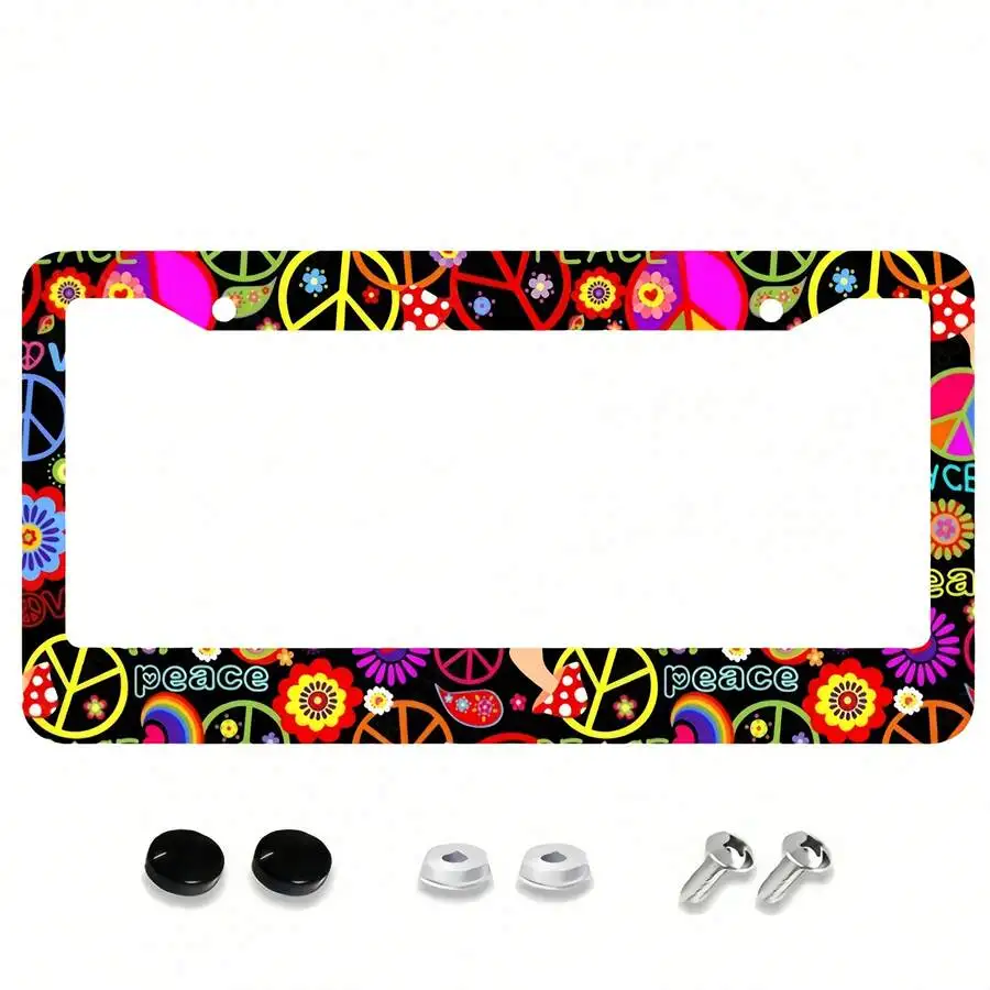 Hippie Peace Sign Aluminum License Plate Frame With Screws Universal Fit
Hippie Peace Sign Aluminum License Plate Frame With Screws Universal Fit