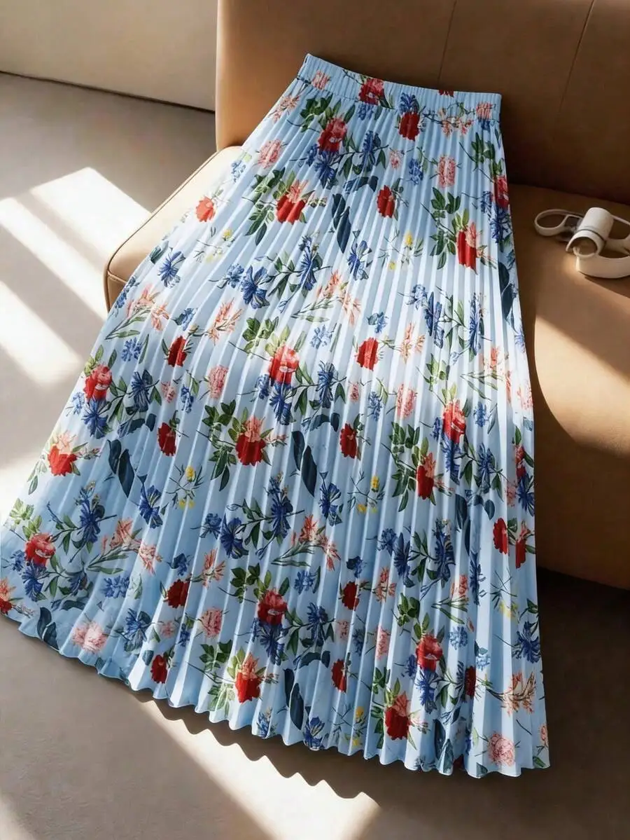 Womens Floral Pleated A-Line Maxi Skirt Summer Lightweight Boho Style
Womens Floral Pleated A-Line Maxi Skirt Summer Lightweight Boho Style