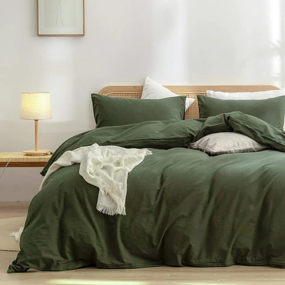 Duvet Cover Set with 100% Washed Cotton and Linen Feels Super Soft, Comfortable, Unique and Lightweight. 3-piece Duvet Cover Set
Duvet Cover Set with 100% Washed Cotton and Linen Feels Super Soft, Comfortable, Unique and Lightweight. 3-piece Duvet Cover Set