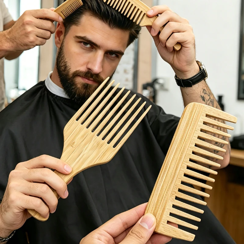 1/2pc Solid Natural Bamboo large wide tooth comb fork comb dense comb for hair styling, distribution and daily hairdressing comb
1/2pc Solid Natural Bamboo large wide tooth comb fork comb dense comb for hair styling, distribution and daily hairdressing comb