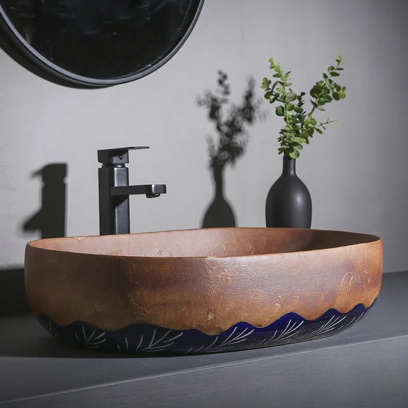 American counter basin retro oval ceramic wash basin large size washbasin hotel courtyard homestay home
American counter basin retro oval ceramic wash basin large size washbasin hotel courtyard homestay home