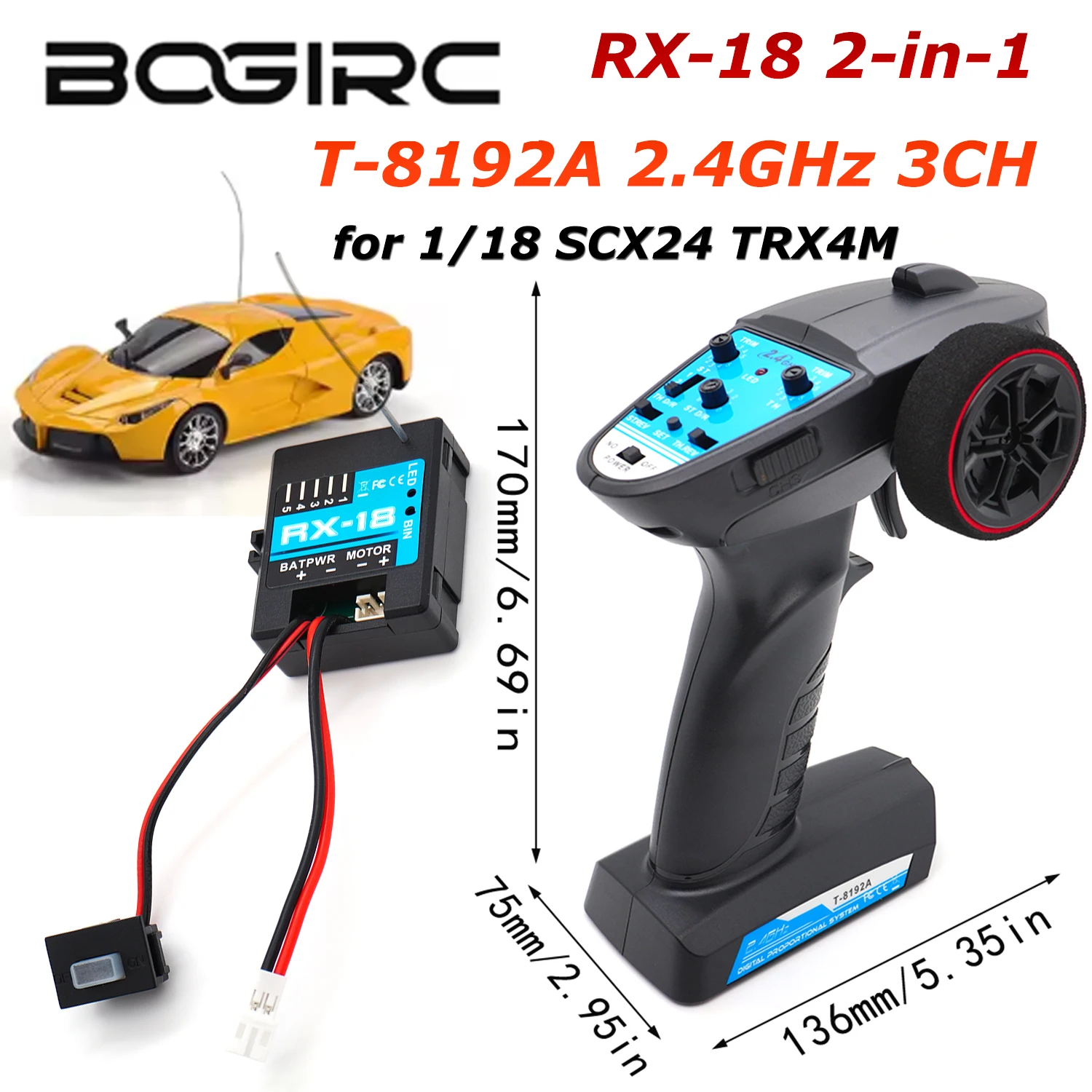 Б OGIRC RX-18 2-в-1 ESC и приемник T-8192A 2.4G 3CH для радиоуправляемых машин, специально разработанный для Axial SCX24 RC Car
Б OGIRC RX-18 2-в-1 ESC и приемник T-8192A 2.4G 3CH для радиоуправляемых машин, специально разработанный для Axial SCX24 RC Car