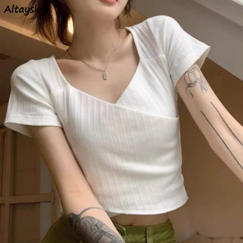 T-shirts Women Solid Ins Chic Summer Irregular Design Slim All-match Fashion Sexy Girls Leisure Ulzzang Streetwear Simple Daily
T-shirts Women Solid Ins Chic Summer Irregular Design Slim All-match Fashion Sexy Girls Leisure Ulzzang Streetwear Simple Daily