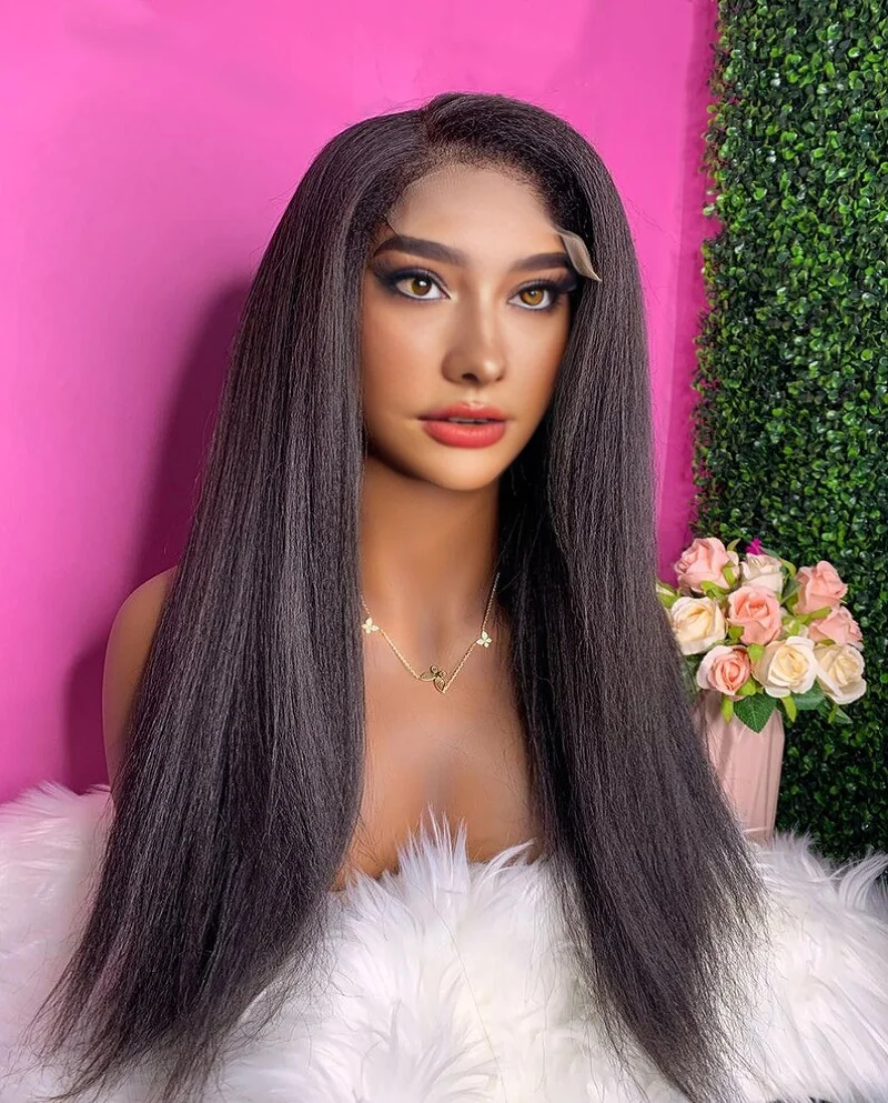 Yaki Kinky Straight Black 26Inch 180Density Lace Front Wig For Women BabyHair Heat Resistant Glueless Preplucked Daily
Yaki Kinky Straight Black 26Inch 180Density Lace Front Wig For Women BabyHair Heat Resistant Glueless Preplucked Daily