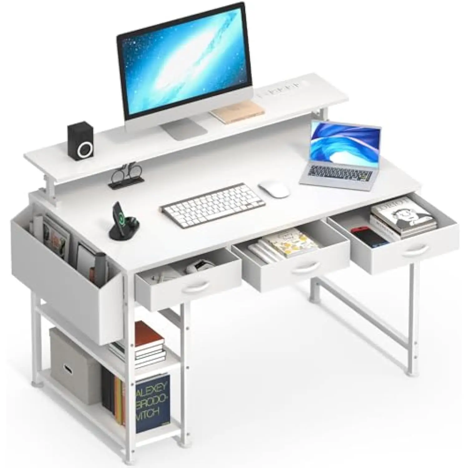 47 英寸 Computer Desk with 3 Drawers, Gaming Desk with Led Lights and Adjustable Monitor Stand, Work from Home, Modern Work/Wri
47 英寸 Computer Desk with 3 Drawers, Gaming Desk with Led Lights and Adjustable Monitor Stand, Work from Home, Modern Work/Wri