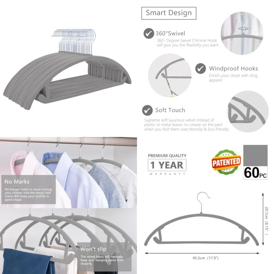 Premium Velvet Hangers Heavyduty- Non Slip No Shoulder Bump Suit Hanger- Chrome Hooks, Space Saving Clothes Rounded Shape for C
Premium Velvet Hangers Heavyduty- Non Slip No Shoulder Bump Suit Hanger- Chrome Hooks, Space Saving Clothes Rounded Shape for C
