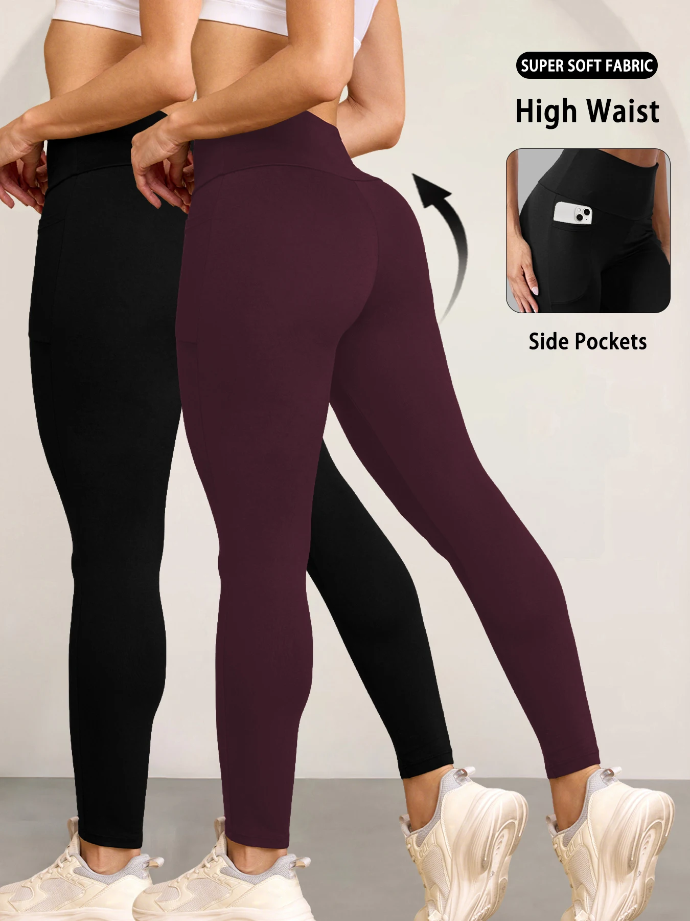 Комплект из 2 супермягких спортивных леггинсов с карманами для женщин, обтягивающие брюки с высокой талией для тренировок, йоги и бега.
Комплект из 2 супермягких спортивных леггинсов с карманами для женщин, обтягивающие брюки с высокой талией для тренировок, йоги и бега.