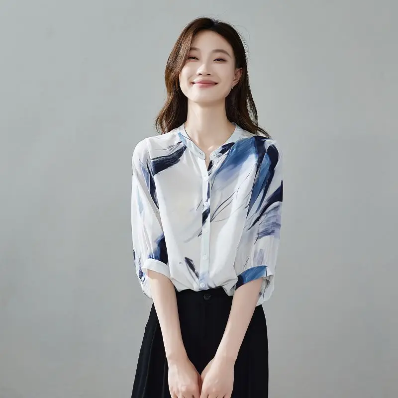 Women's Half-sleeved Fashionable Shirt Korean Loose Ethnic Style Printed Feminine Top
Women's Half-sleeved Fashionable Shirt Korean Loose Ethnic Style Printed Feminine Top
