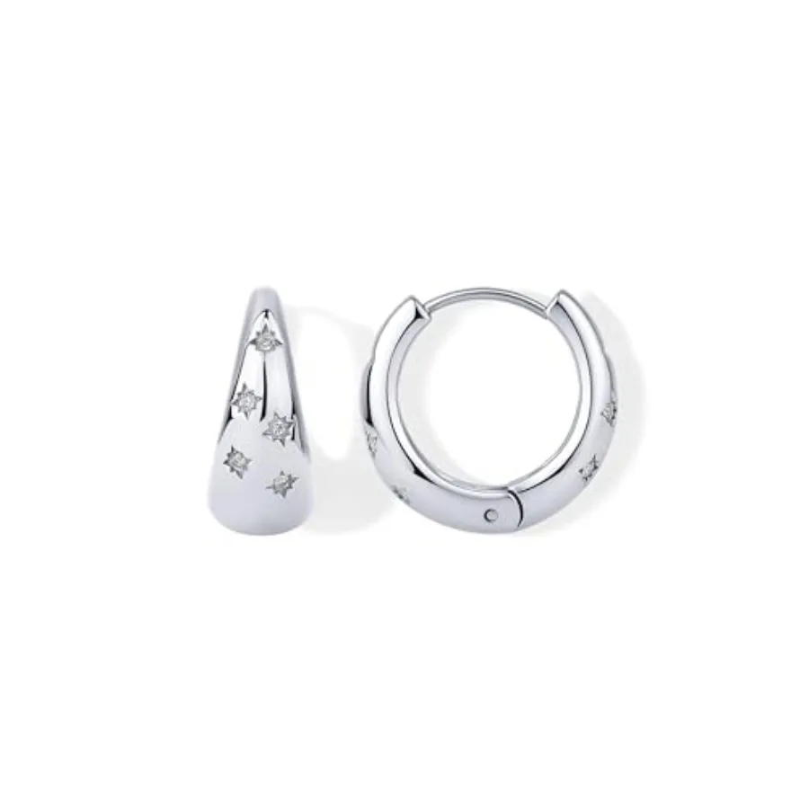 Waterproof Gold Hoop Earrings for Women - 14K Gold Plated Chunky Huggie Hoop Earrings with Cubic Zirconia Starburst - Stainless
Waterproof Gold Hoop Earrings for Women - 14K Gold Plated Chunky Huggie Hoop Earrings with Cubic Zirconia Starburst - Stainless