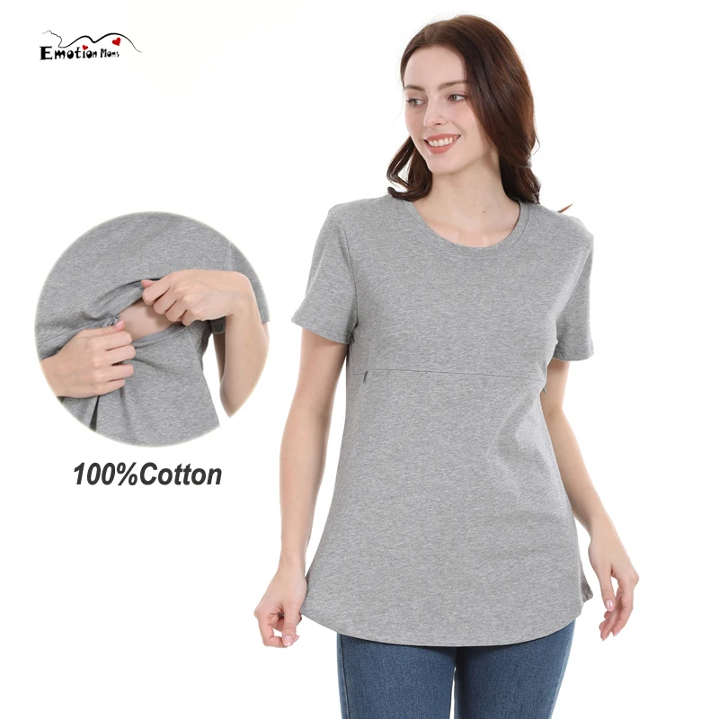 100% Cotton Round Neck Short Sleeve Maternity Nursing T-Shirt Side Hidden Zipper Breastfeeding Curved Hem Pregnancy Top
100% Cotton Round Neck Short Sleeve Maternity Nursing T-Shirt Side Hidden Zipper Breastfeeding Curved Hem Pregnancy Top