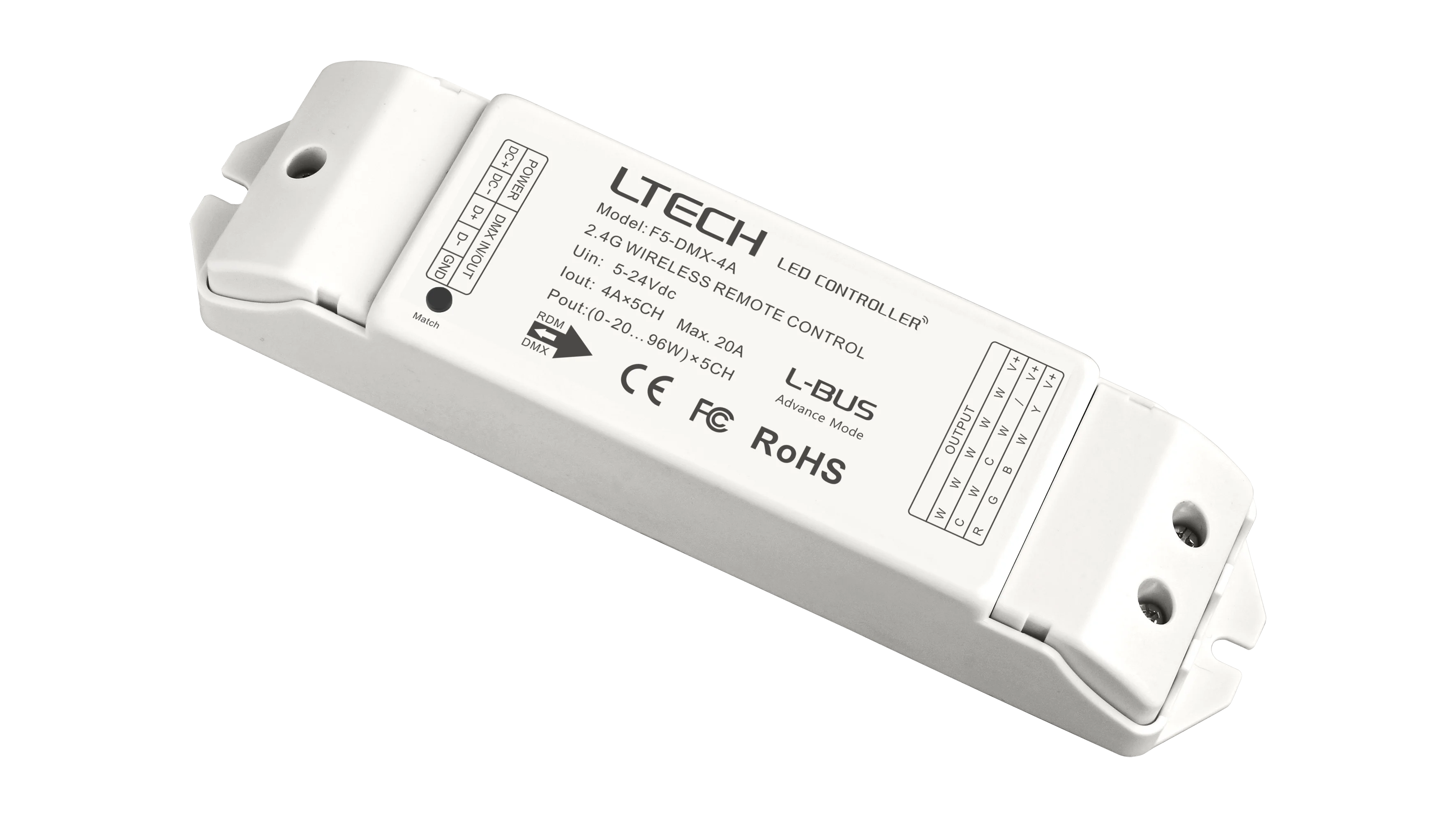 2-in-1 Constant-Voltage RF 2.4GHz + DMX/RDM Wireless Receiver, 5-24 V DC, Remote Control and Gateway Control
2-in-1 Constant-Voltage RF 2.4GHz + DMX/RDM Wireless Receiver, 5-24 V DC, Remote Control and Gateway Control
