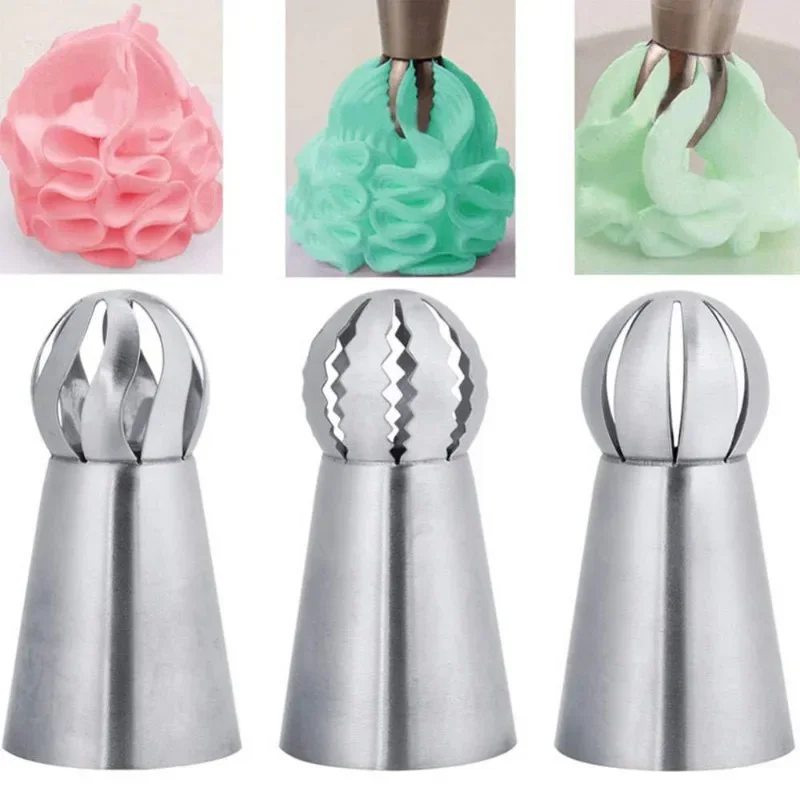 3Pcs Food Grade Stainless Steel Russian Ball Piping Tips, Ruffle Skirt Frosting Nozzles for Cake Cupcake Decorating Baking Tools
3Pcs Food Grade Stainless Steel Russian Ball Piping Tips, Ruffle Skirt Frosting Nozzles for Cake Cupcake Decorating Baking Tools