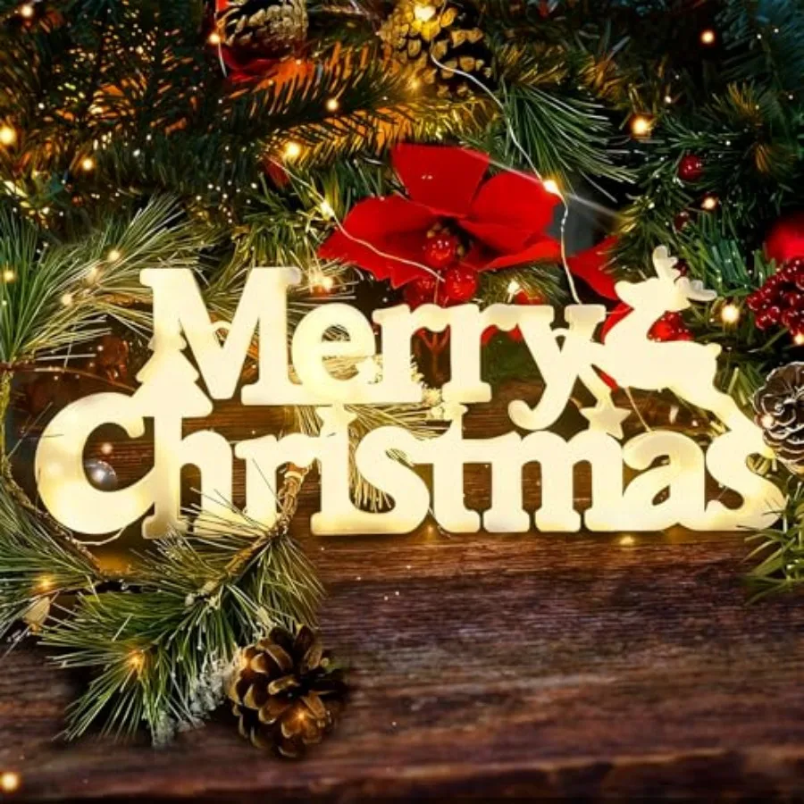 Merry Christmas Sign, Light Up Wall Tree Wreath Hanging Christmas Decorations, LED Lighted Xmas Bright Ornaments for Home, Door
Merry Christmas Sign, Light Up Wall Tree Wreath Hanging Christmas Decorations, LED Lighted Xmas Bright Ornaments for Home, Door