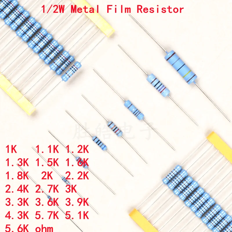 50piece 1/2W Metal Film Resistor 1% 1K 1.1 1.2 1.3 1.5 1.6 1.8 2 2.2 2.4 2.7 3 3.3 3.6 3.9 4.3 4.7 5.1 5.6K Ohm Good quality DIP
50piece 1/2W Metal Film Resistor 1% 1K 1.1 1.2 1.3 1.5 1.6 1.8 2 2.2 2.4 2.7 3 3.3 3.6 3.9 4.3 4.7 5.1 5.6K Ohm Good quality DIP