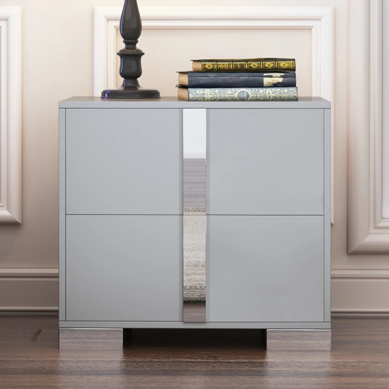 Elegant Nightstand with Metal Foot, Mirrored Bedside Table with 2 Drawers for Bedroom, Living Room, Gray (Old SKU: WF319353AAE)
Elegant Nightstand with Metal Foot, Mirrored Bedside Table with 2 Drawers for Bedroom, Living Room, Gray (Old SKU: WF319353AAE)