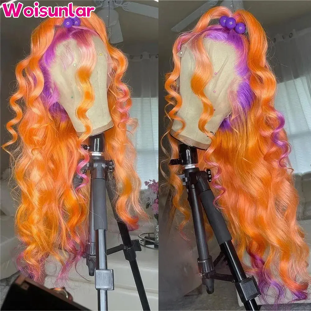 Ombre Purple and Orange With 613 4x4 Closure human hair wig 100% 13X4 Transparent Lace Frontal Body Wave Human Hair For Women
Ombre Purple and Orange With 613 4x4 Closure human hair wig 100% 13X4 Transparent Lace Frontal Body Wave Human Hair For Women