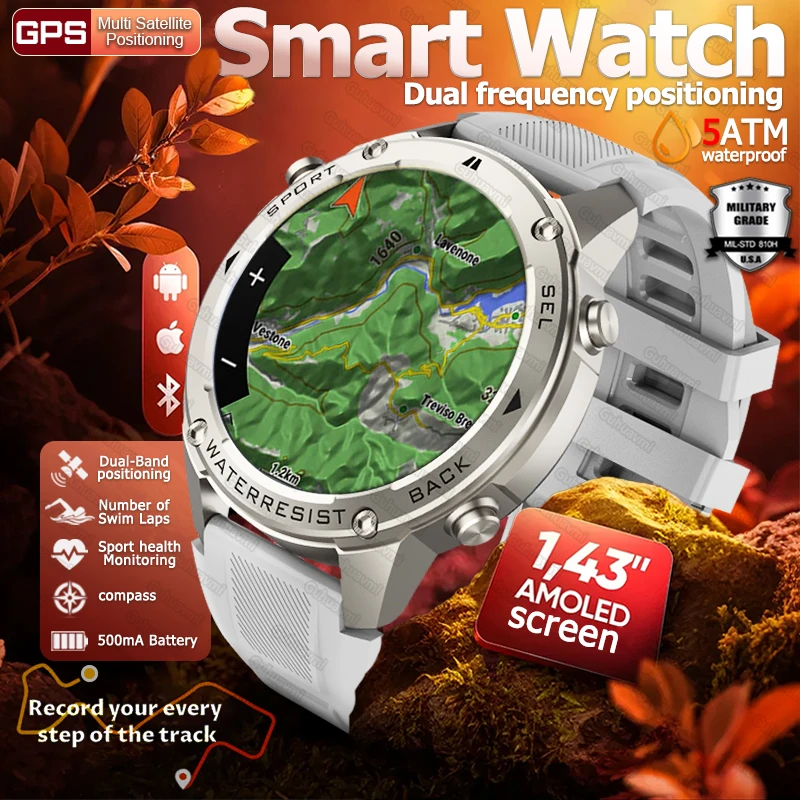 Новые встроенные умные часы с GPS 5ATM, водонепроницаемый спортивный трекер, 1,43 дюйма, экран AMOLE, уличные военные спортивные часы с компасом, умные часы для плавания
Новые встроенные умные часы с GPS 5ATM, водонепроницаемый спортивный трекер, 1,43 дюйма, экран AMOLE, уличные военные спортивные часы с компасом, умные часы для плавания
