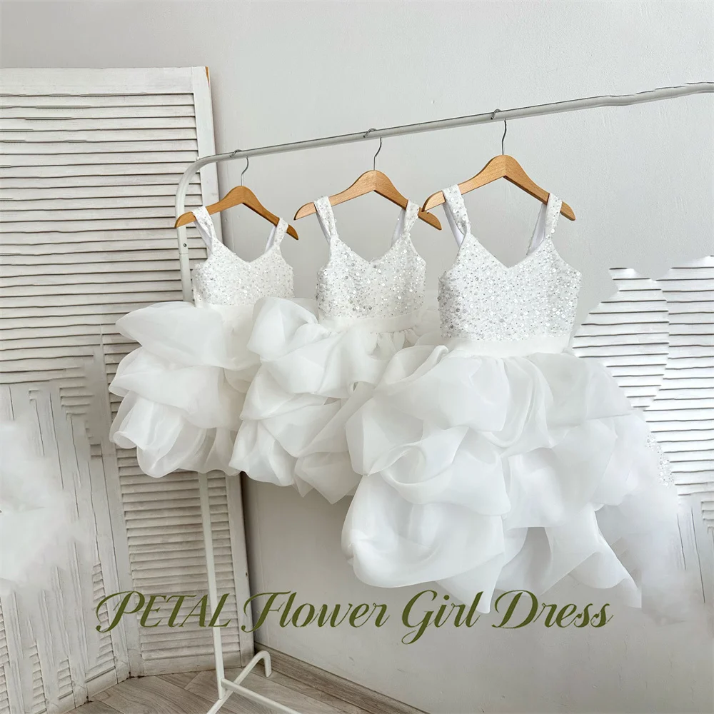 Petal White Sequin Princess Girls Dress V Neck Ball Gown Party Tutu Dresses Irregular Cascading Tutu Fluffy Prom Gown Customized
Petal White Sequin Princess Girls Dress V Neck Ball Gown Party Tutu Dresses Irregular Cascading Tutu Fluffy Prom Gown Customized