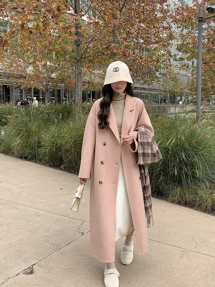 Korean Pink Double sided Wool Coat Women's Autumn and Winter New High Grade Loose Wool Coat
Korean Pink Double sided Wool Coat Women's Autumn and Winter New High Grade Loose Wool Coat