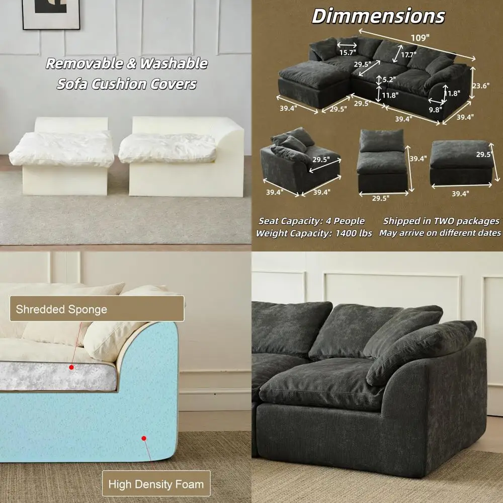 109 L-Shape Sectional Sofa with Ottoman, 3 Seater Sleeper Couch, Comfortable Living Room Furniture (Black)
109 L-Shape Sectional Sofa with Ottoman, 3 Seater Sleeper Couch, Comfortable Living Room Furniture (Black)