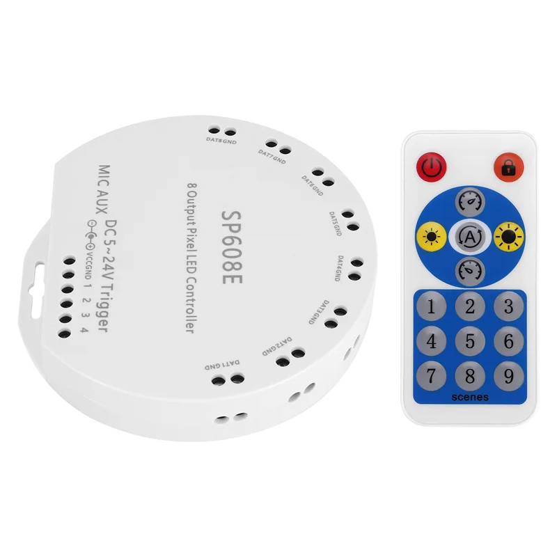 ABSS-SP608E DC5V-24V WS2812B Музыкальный контроллер Bluetooth APP с дистанционным управлением 8-канальный SP602E 4-канальный WS2811 WS2815 Светодиодная лента
ABSS-SP608E DC5V-24V WS2812B Музыкальный контроллер Bluetooth APP с дистанционным управлением 8-канальный SP602E 4-канальный WS2811 WS2815 Светодиодная лента