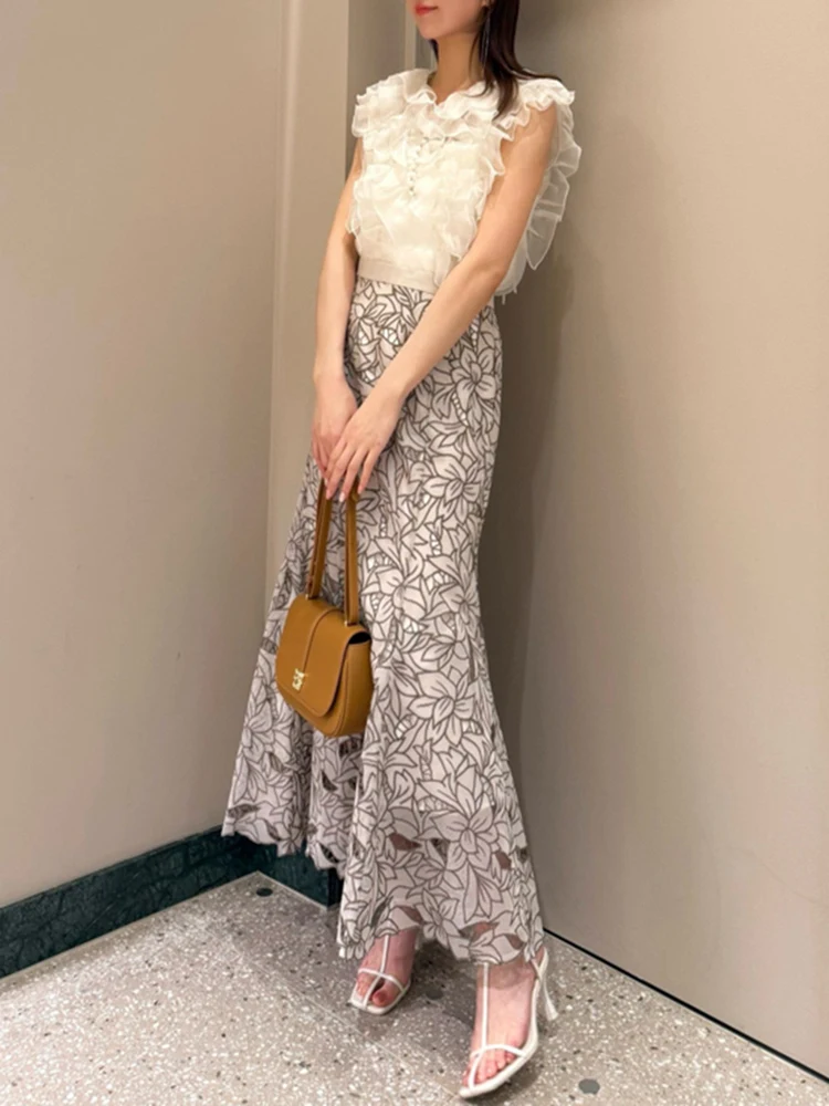 Ele High Waist Lace Hollow out Hook Embroidery Fi Tail Skirt Spring Summer New Arrival Women's Faion Skirts
Ele High Waist Lace Hollow out Hook Embroidery Fi Tail Skirt Spring Summer New Arrival Women's Faion Skirts
