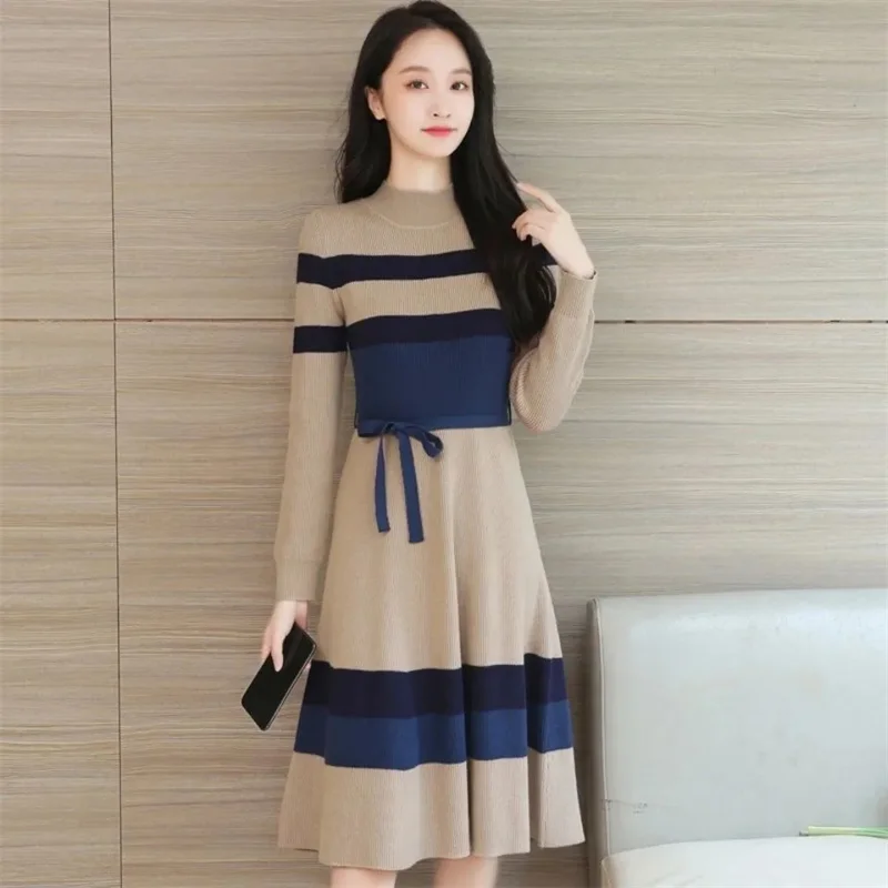 Waist Slimming Striped Padded Knit Dress 2023 Korean Version Of The New Autumn And Winter With Long And Versatile Outer Wear
Waist Slimming Striped Padded Knit Dress 2023 Korean Version Of The New Autumn And Winter With Long And Versatile Outer Wear