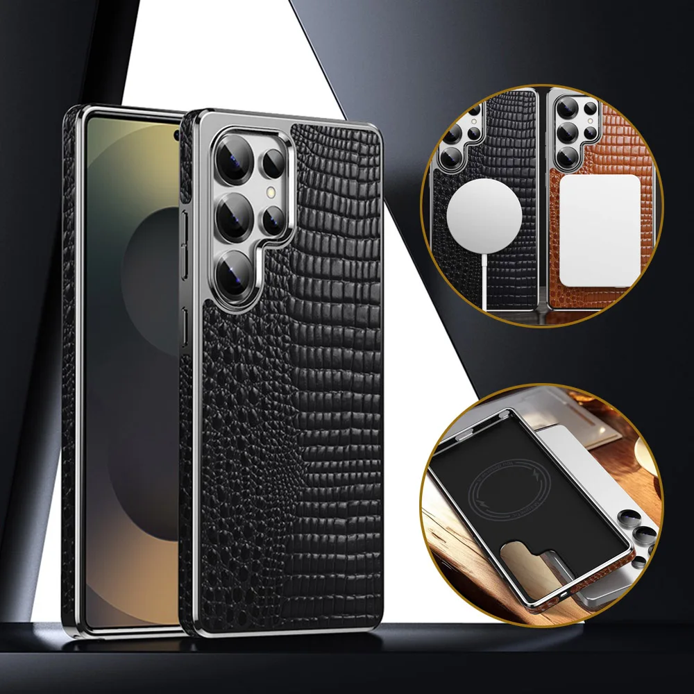 Magnetic Genuine Leather Case For Samsung Galaxy S26 Ultra Case Crocodile-patterned Coque For S26Ultra Cover
Magnetic Genuine Leather Case For Samsung Galaxy S26 Ultra Case Crocodile-patterned Coque For S26Ultra Cover