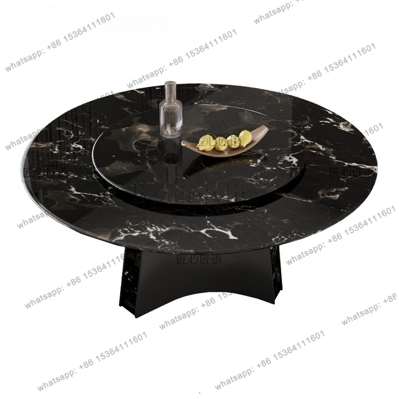 Luxury stone black rose round dining table light luxury high-end home villa natural marble minimalist round table
Luxury stone black rose round dining table light luxury high-end home villa natural marble minimalist round table
