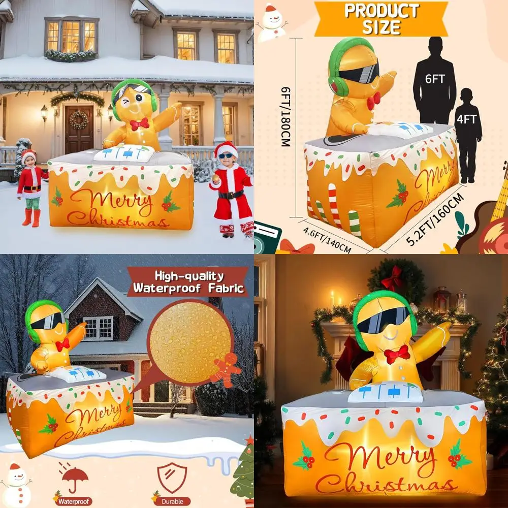 Christmas Outdoor Inflatable Decorations with LED Lights: 6FT Tall Gingerbread DJ Xmas Lawn Garden Yard
Christmas Outdoor Inflatable Decorations with LED Lights: 6FT Tall Gingerbread DJ Xmas Lawn Garden Yard
