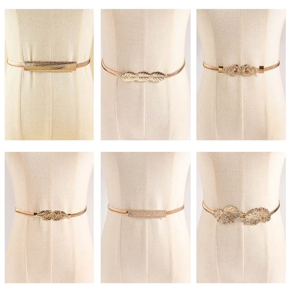 Spring-style metal elastic waist belt geometric water droplet leaf detail women's decorative dress formal gown
Spring-style metal elastic waist belt geometric water droplet leaf detail women's decorative dress formal gown