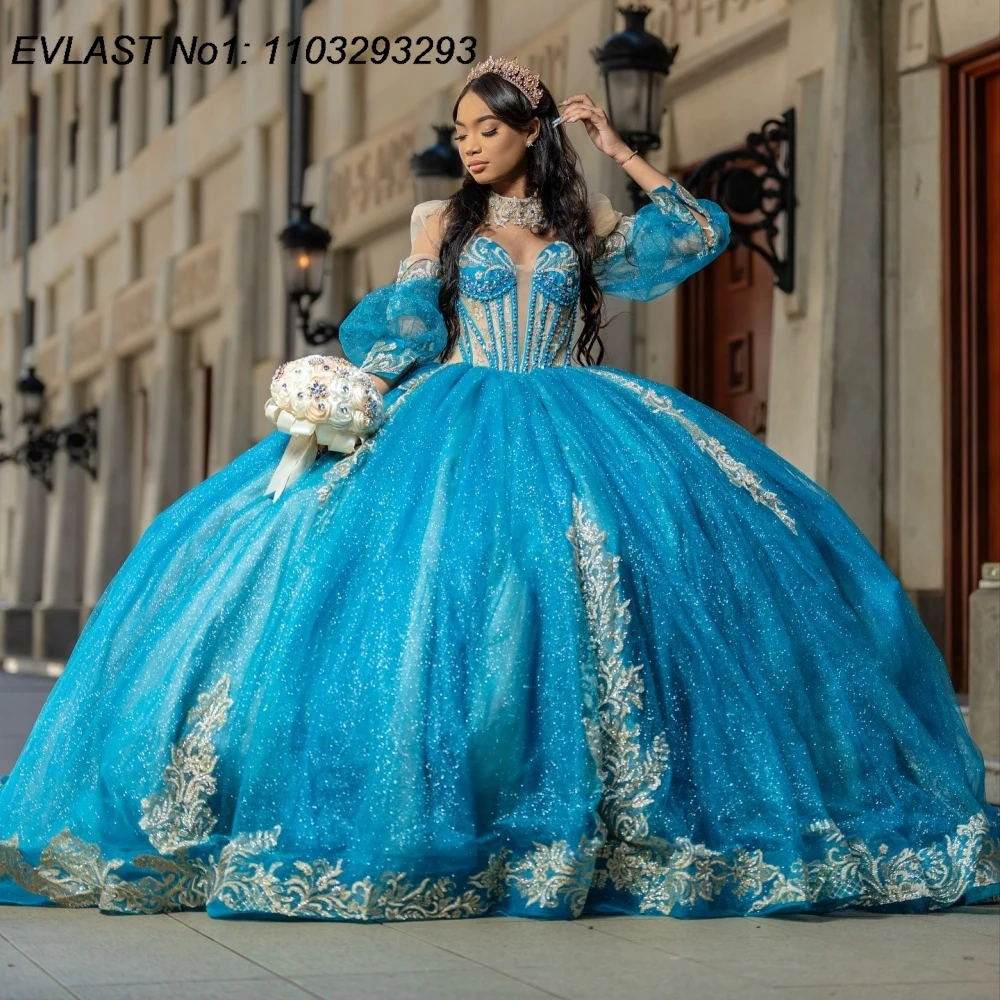 EVLAST синее платье принцессы Quinceanera по индивидуальному заказу, бальное платье цвета слоновой кости, кружевная аппликация, накидка из бисера, сладкий 16, Vestidos De 15 Anos E1QN691
EVLAST синее платье принцессы Quinceanera по индивидуальному заказу, бальное платье цвета слоновой кости, кружевная аппликация, накидка из бисера, сладкий 16, Vestidos De 15 Anos E1QN691
