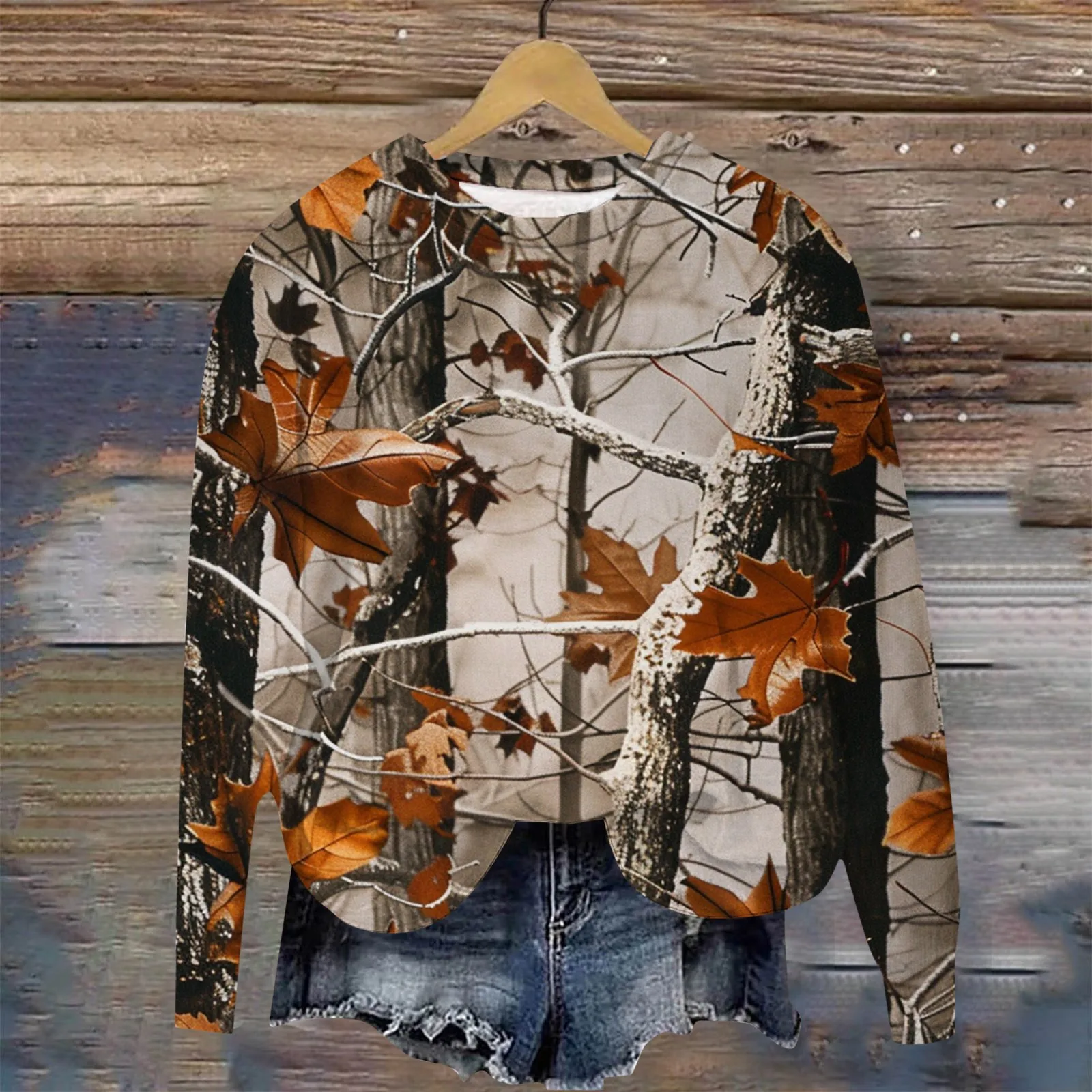 Long Sleeve Round Neck Hoodless Pullover Sweatshirt Realtree Outdoor Sports Shirt Autumn Fall Leaves Deadwood Pattern Sweatshirt
Long Sleeve Round Neck Hoodless Pullover Sweatshirt Realtree Outdoor Sports Shirt Autumn Fall Leaves Deadwood Pattern Sweatshirt