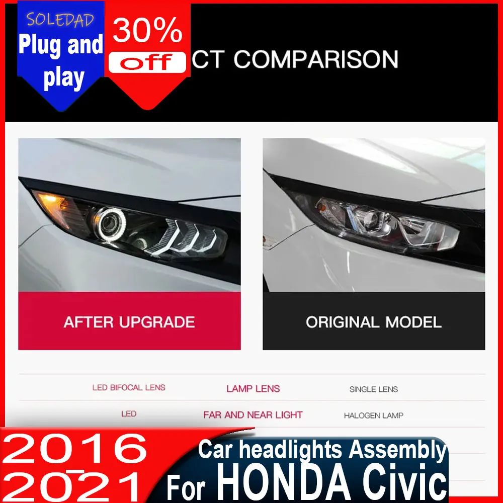 Car Styling headlights for Honda Civic Headlights 2016-2021 LED Headlight DRL Hid Head Lamp Angel Eye Bi Xenon Beam Accessories
Car Styling headlights for Honda Civic Headlights 2016-2021 LED Headlight DRL Hid Head Lamp Angel Eye Bi Xenon Beam Accessories