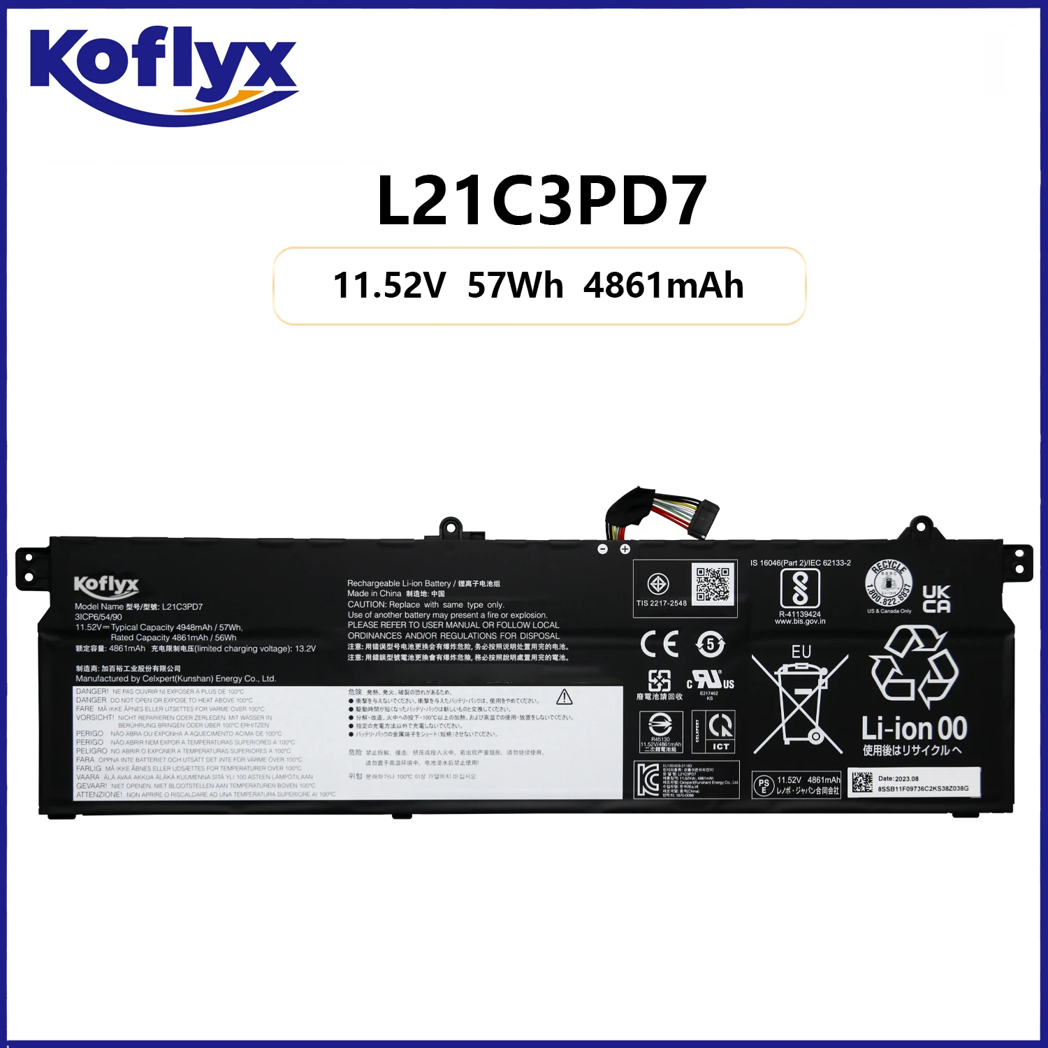 Koflyx new laptop battery for Lenovo ThinkBook 16 G4+ IAP ThinkBook 16 G4+ARA L21C3PD7
Koflyx new laptop battery for Lenovo ThinkBook 16 G4+ IAP ThinkBook 16 G4+ARA L21C3PD7