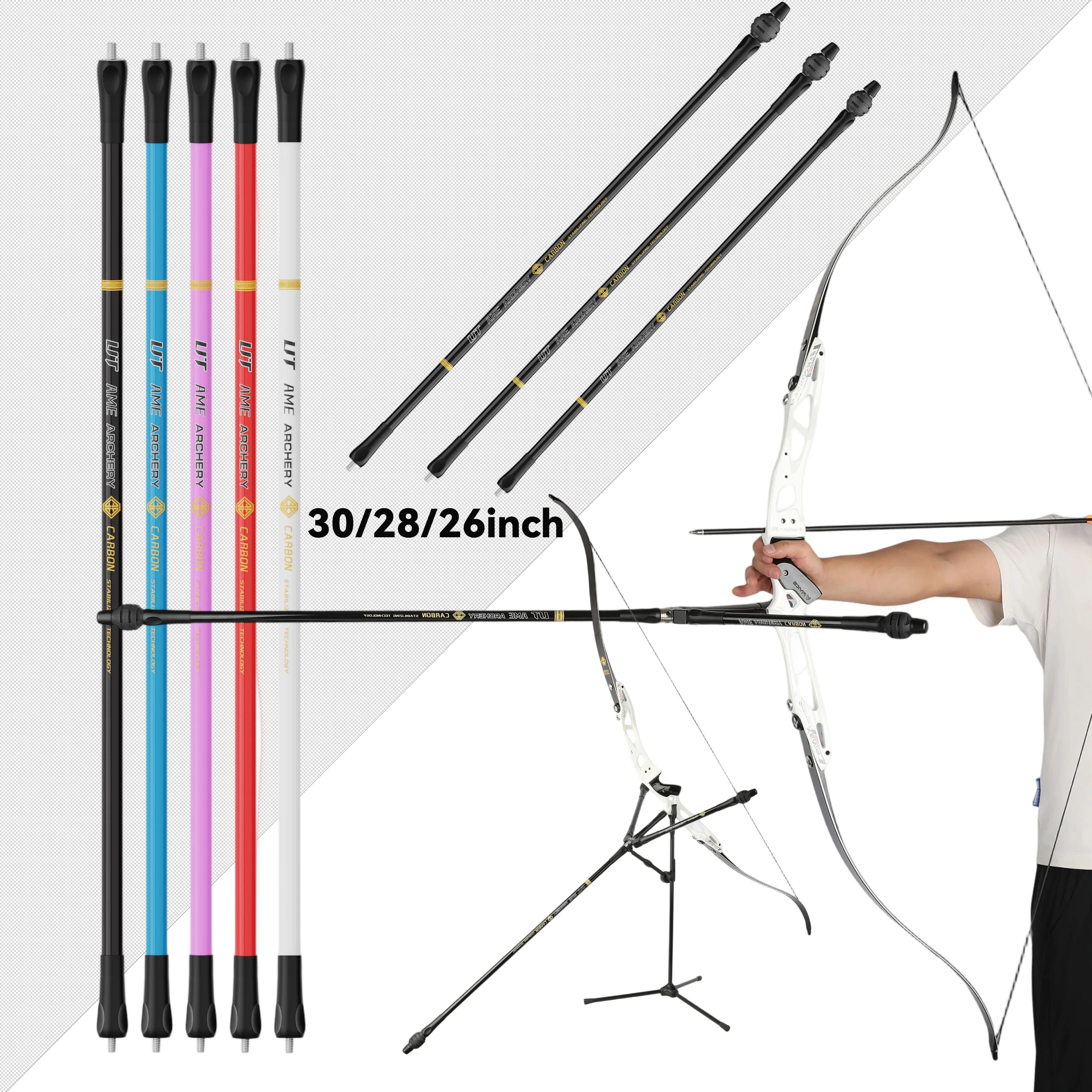 Adjustable Bow Stabilizer System V-bar 35/40/45 Degree Main 26/28/30in Side Extenders for Compound Bow Sports
Adjustable Bow Stabilizer System V-bar 35/40/45 Degree Main 26/28/30in Side Extenders for Compound Bow Sports