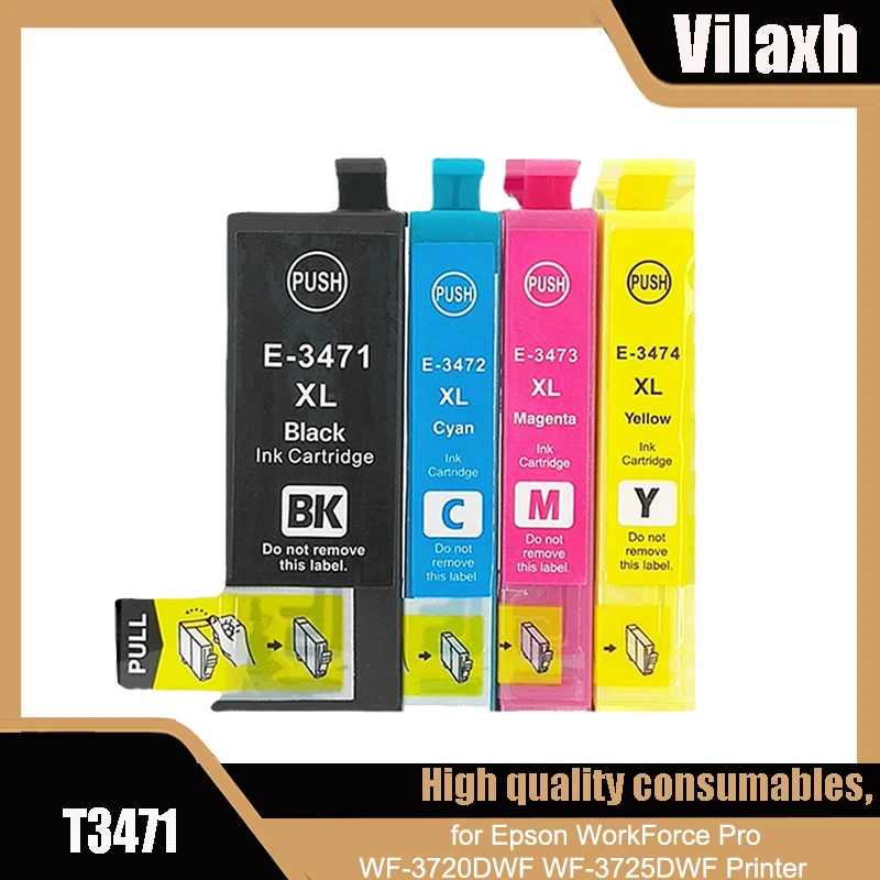 Vliaxh T3471 T3472 T3473 T3474 34XL Цветной совместимый картридж для принтера Epson WorkForce Pro WF-3720DWF WF-3725DWF
Vliaxh T3471 T3472 T3473 T3474 34XL Цветной совместимый картридж для принтера Epson WorkForce Pro WF-3720DWF WF-3725DWF