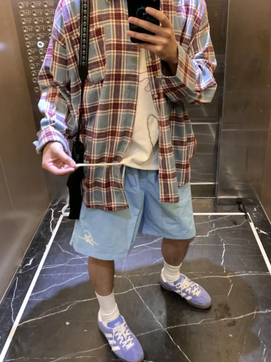 American Retro Brued Plaid irt ex Spring Summer Loose Casual Qui Dry orts Versatile irt Long Sve Turn-down C...
American Retro Brued Plaid irt ex Spring Summer Loose Casual Qui Dry orts Versatile irt Long Sve Turn-down C...