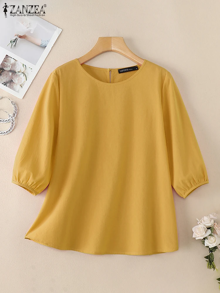 ZANZEA Women Summer Blouse Elegant Puff Sleeve O Neck Work Shirt Fashion Solid Loose Tops Female Holiday Blusas Casual Chemise
ZANZEA Women Summer Blouse Elegant Puff Sleeve O Neck Work Shirt Fashion Solid Loose Tops Female Holiday Blusas Casual Chemise