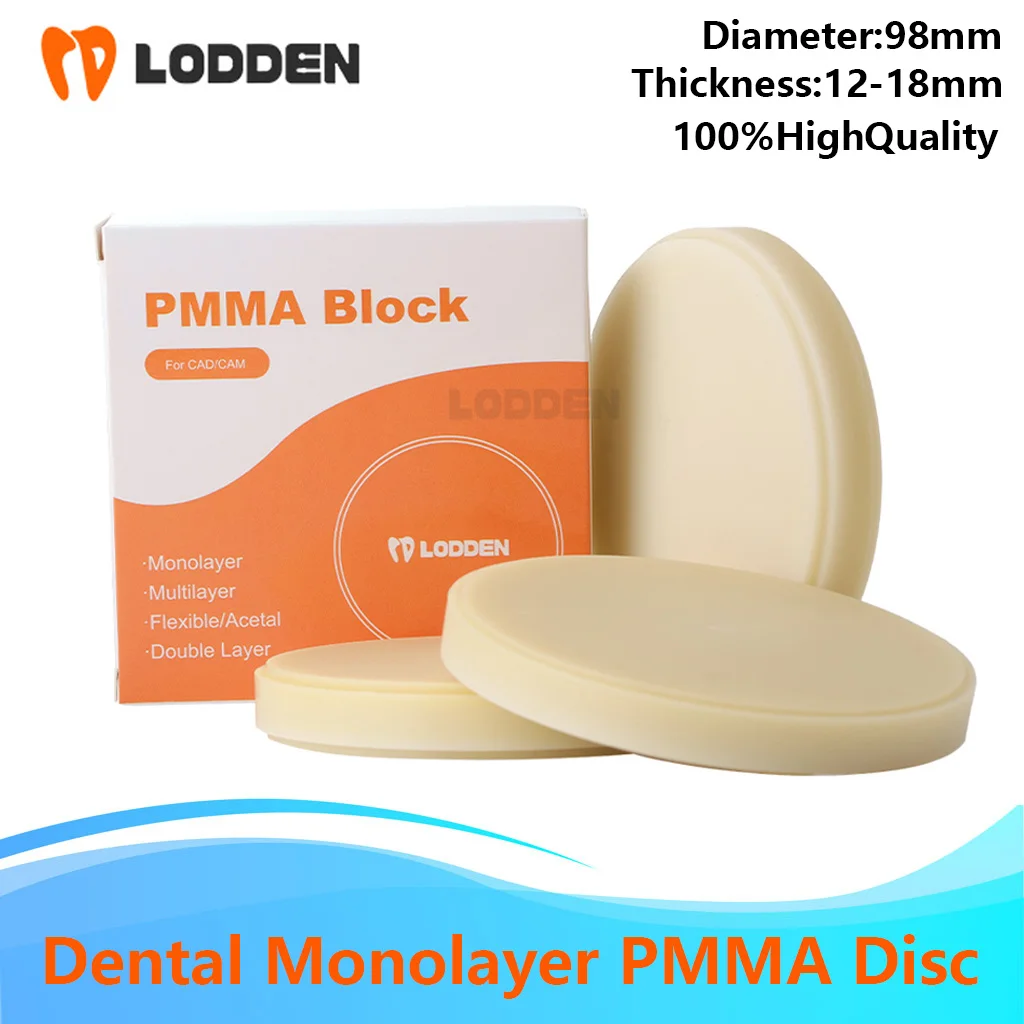 LODDEN Monolayer PMMA Disc 98MM for Dental Lab CAD/CAM Production Dental Crowns Bridges Dental model Material Resin Disc
LODDEN Monolayer PMMA Disc 98MM for Dental Lab CAD/CAM Production Dental Crowns Bridges Dental model Material Resin Disc