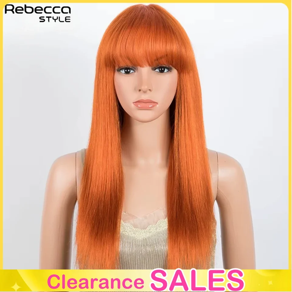 Ginger Orange Straight Human Hair Wigs With Bangs Peruvian 100% Long Remy Human Hair Wigs Full Machine Made Wig For Women
Ginger Orange Straight Human Hair Wigs With Bangs Peruvian 100% Long Remy Human Hair Wigs Full Machine Made Wig For Women