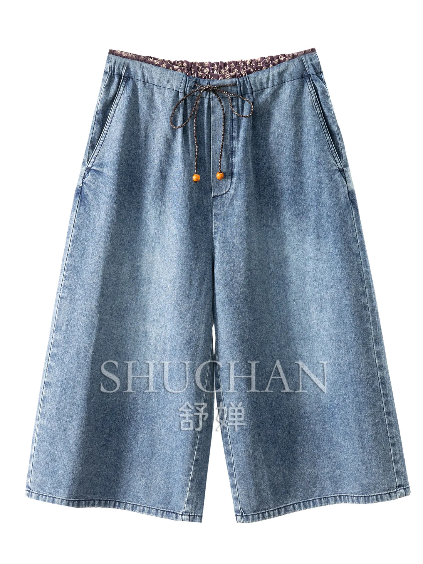 Pants Wood Bead Woven Washed Hemp Cotton Drawstring Seven-point Wide-leg Jeans Women's 63M2
Pants Wood Bead Woven Washed Hemp Cotton Drawstring Seven-point Wide-leg Jeans Women's 63M2