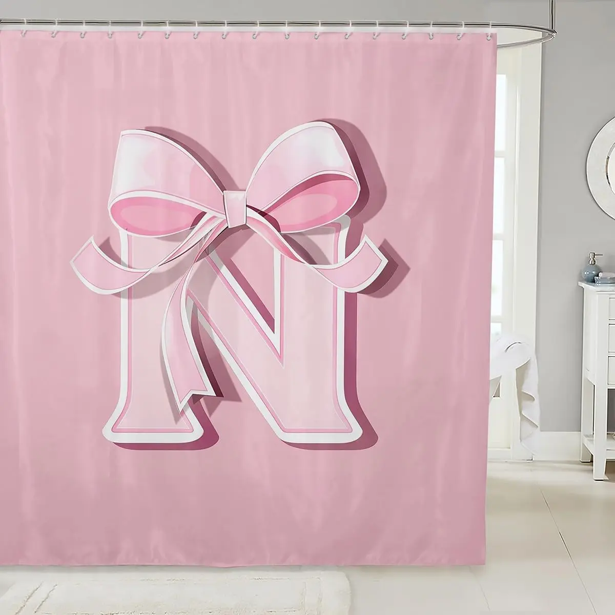 Pink Bow Letter N Shower Curtain Elegant Monogram Bathroom Decor for Girls Room Waterproof Girly Romantic Bathroom Set
Pink Bow Letter N Shower Curtain Elegant Monogram Bathroom Decor for Girls Room Waterproof Girly Romantic Bathroom Set