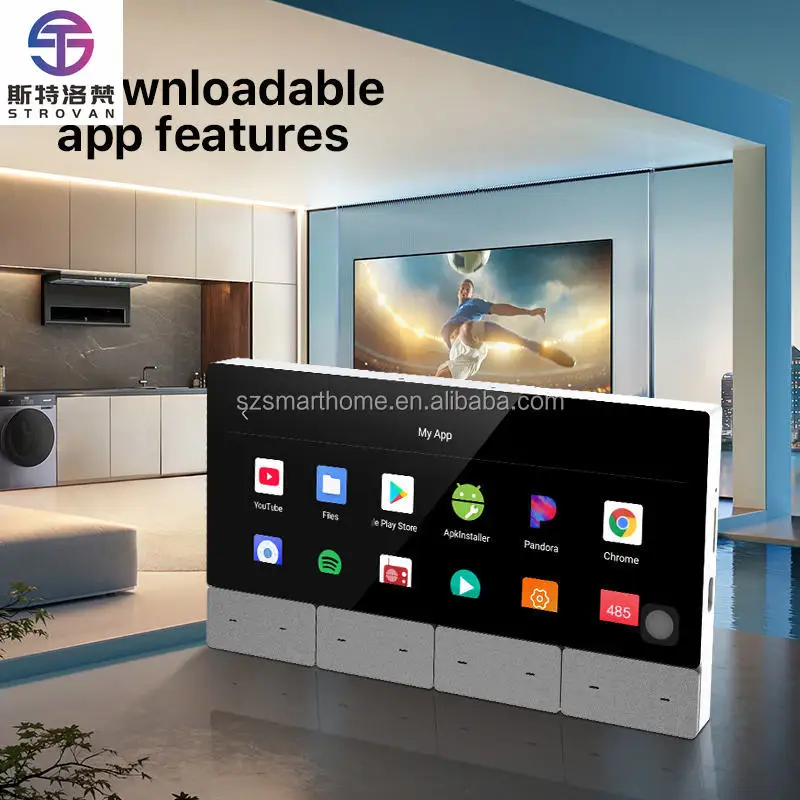 STLF Tuya F5 6-Inch IPS Display Android 11 Smart Home Multi-Function WiFi Smart Screen Touch Panel Music Amplifier 8 Buttons Bar