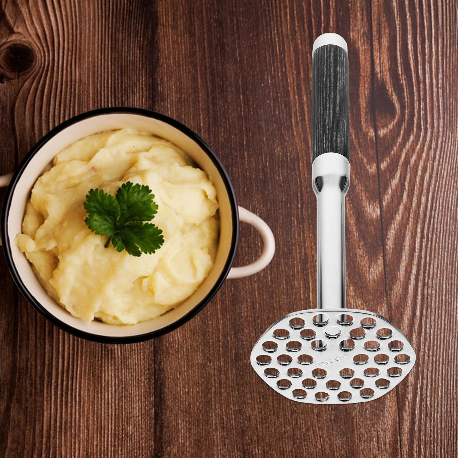 1Pcs Potato Masher Stainless Steel Black Wood Handle Manual Mixer Mashers Fruit Press Kitchen Utensils Veggie Tool Handle
1Pcs Potato Masher Stainless Steel Black Wood Handle Manual Mixer Mashers Fruit Press Kitchen Utensils Veggie Tool Handle